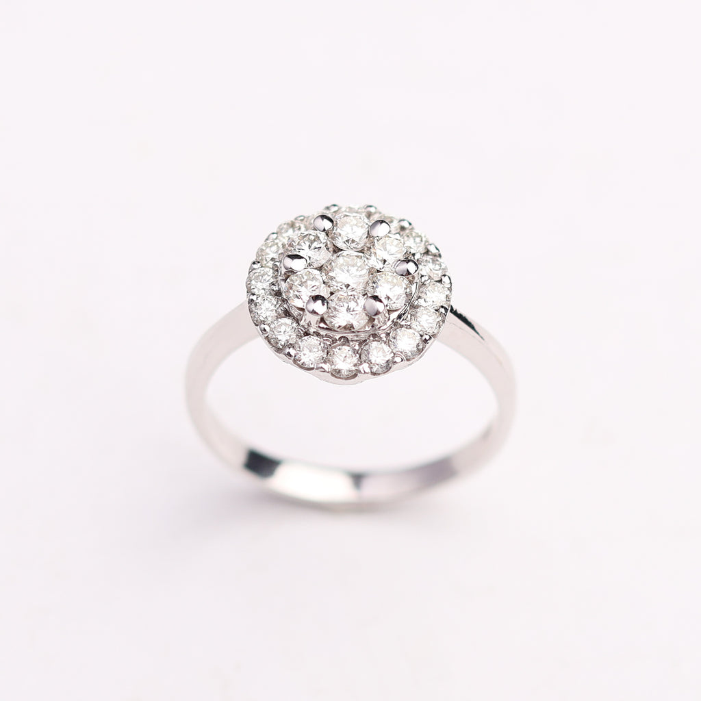 Round Diamond Halo Cluster Ring